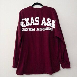 NEW Texas A&M Aggies Long Sleeve Spirit Jersey Tshirt M Maroon Cotton Oversized
